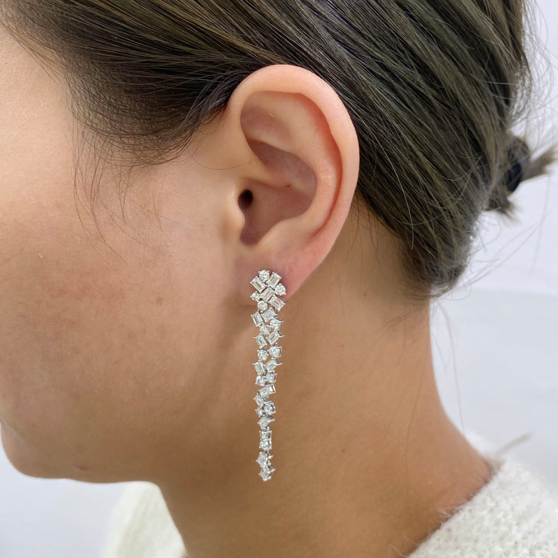 Diamond Dangle Earrings 4.75 ct White Gold