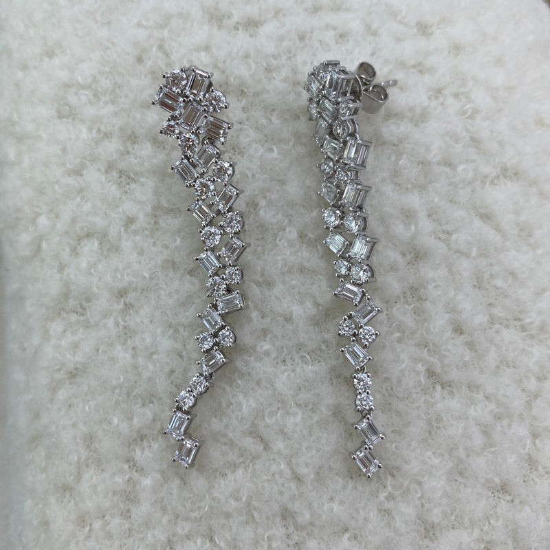 Diamond Dangle Earrings 4.75 ct White Gold
