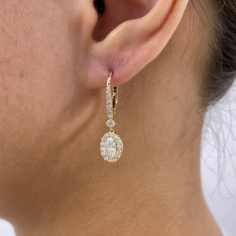 Diamond Dangle Earrings 2.27 ct Yellow Gold