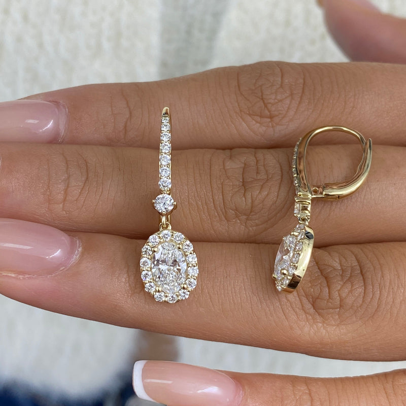 Diamond Dangle Earrings 2.27 ct Yellow Gold