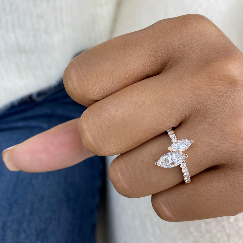 Diamond 2 Stone Ring 1.46 ct Rose Gold