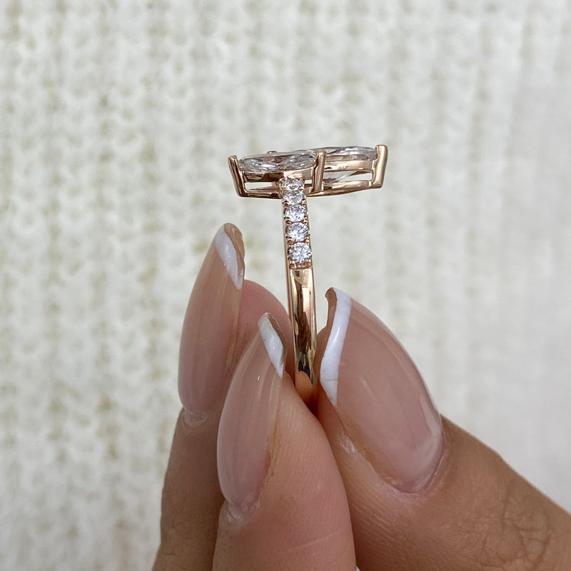 Diamond 2 Stone Ring 1.46 ct Rose Gold
