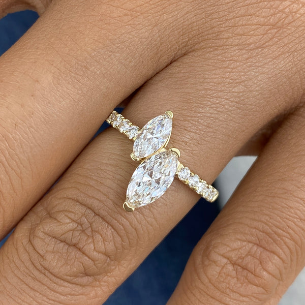 Diamond 2 Stone Ring 1.47 ct Yellow Gold