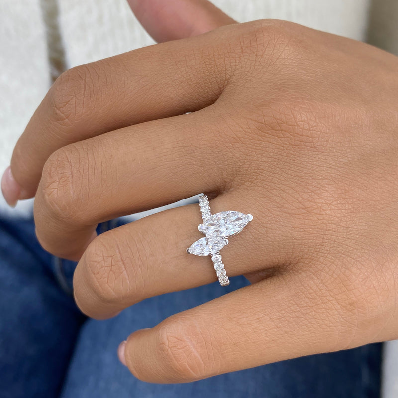 Diamond 2 Stone Ring 1.38 ct White Gold