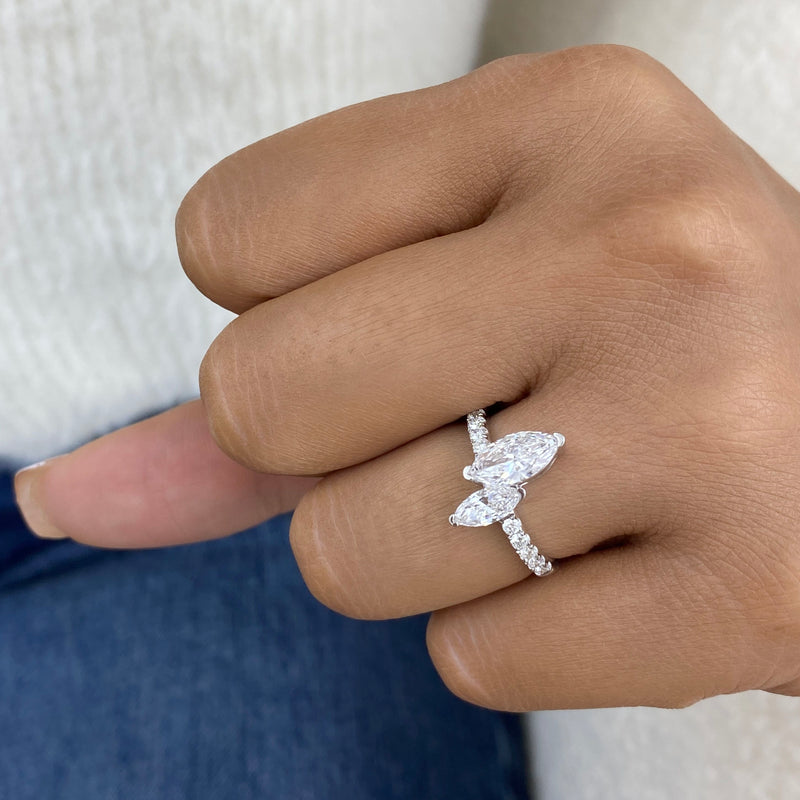 Diamond 2 Stone Ring 1.38 ct White Gold