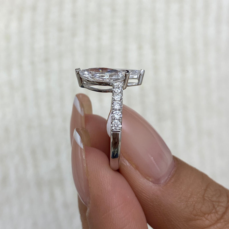Diamond 2 Stone Ring 1.38 ct White Gold