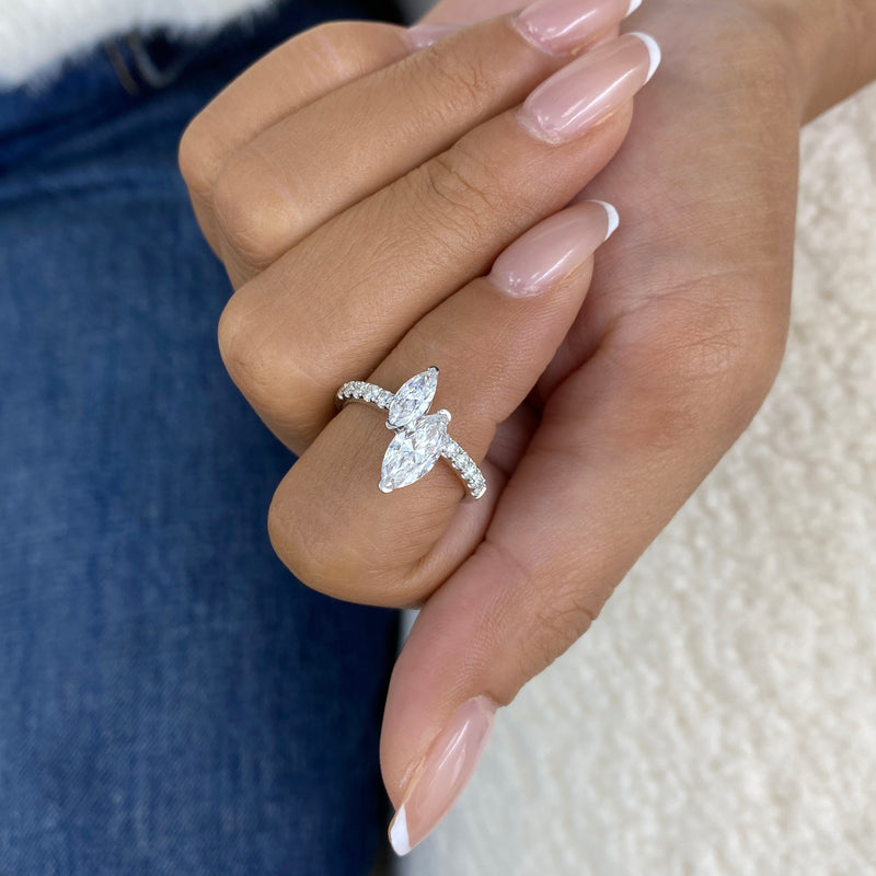 Diamond 2 Stone Ring 1.38 ct White Gold