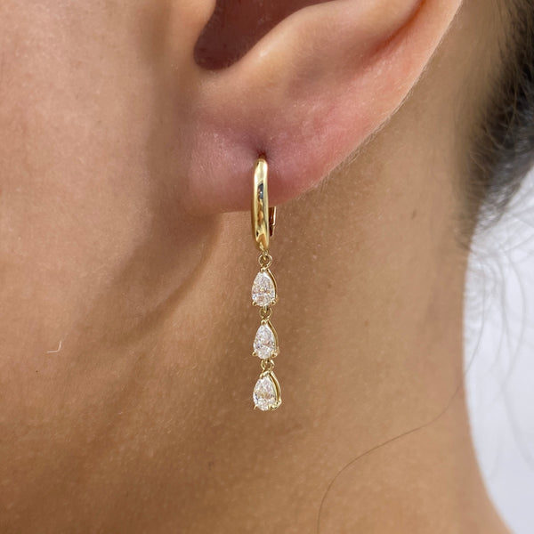 Diamond Dangle Earrings 0.64 ct Yellow Gold