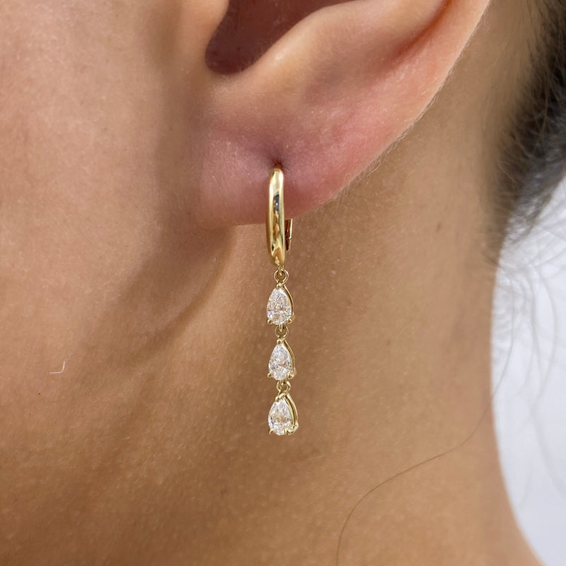 Diamond Dangle Earrings 0.64 ct Yellow Gold