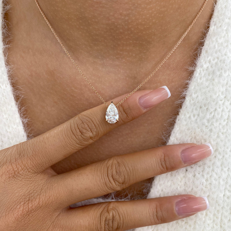 Diamond Pendant Necklace 2 ct Rose Gold