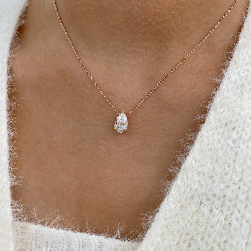 Diamond Pendant Necklace 2 ct Rose Gold