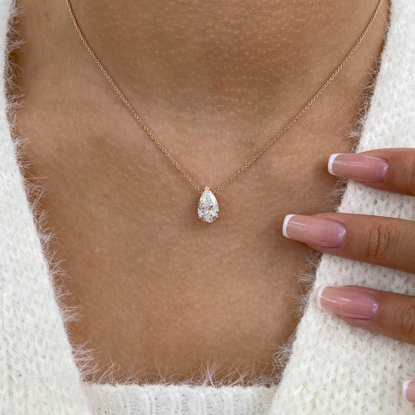 Diamond Pendant Necklace 2 ct Rose Gold