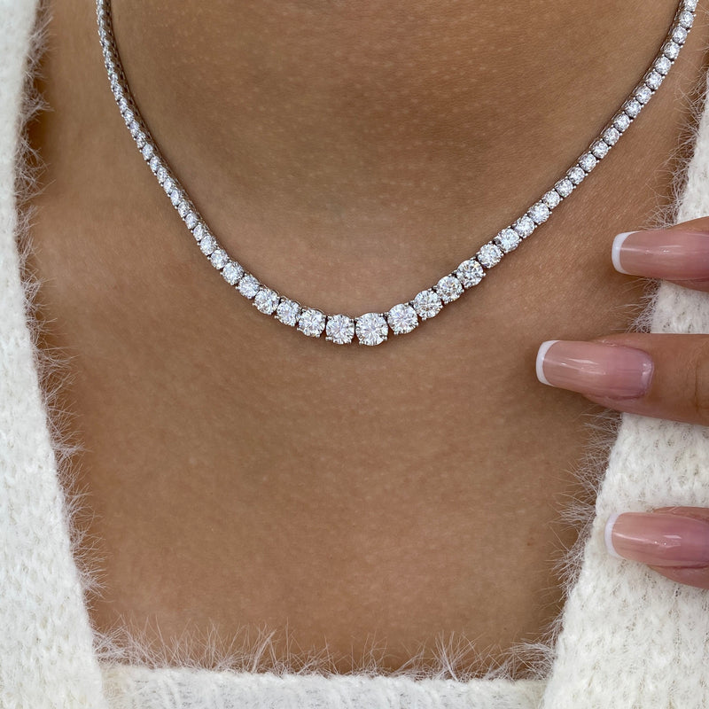Diamond Tennis Necklace 15.06 ct White Gold