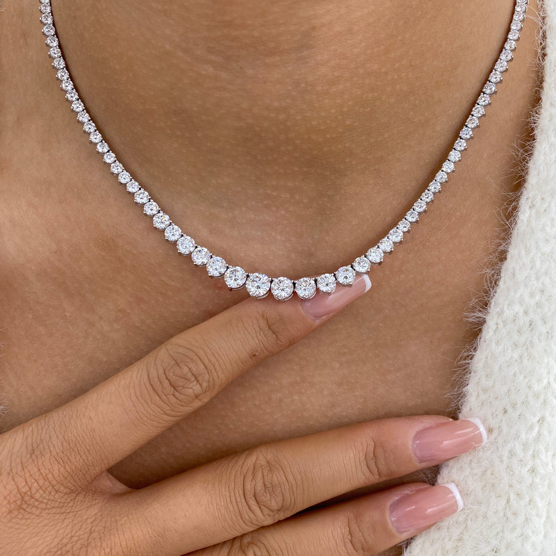 Diamond Tennis Necklace 15.2 ct White Gold