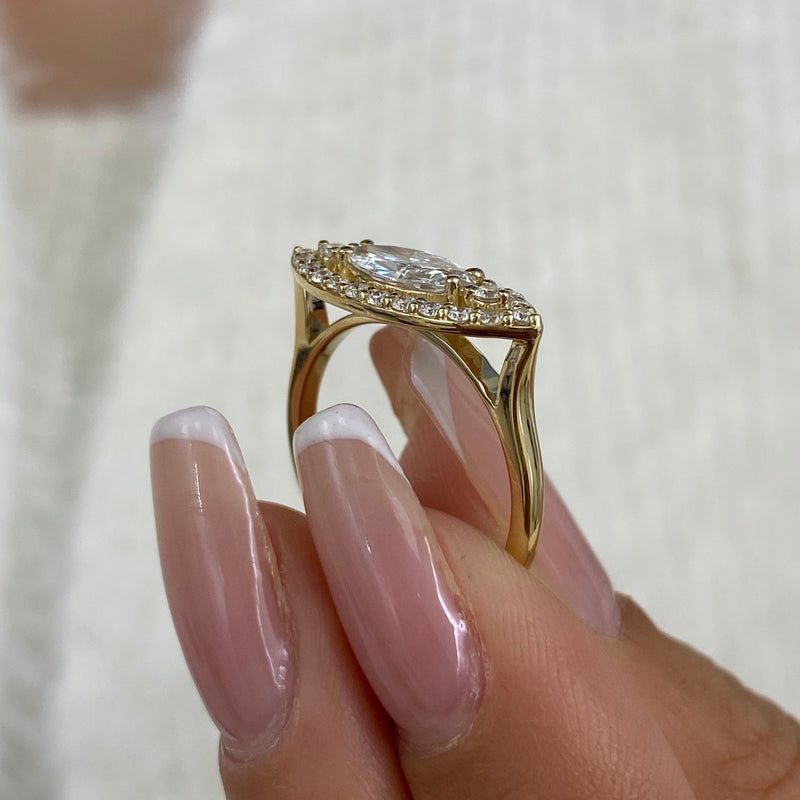 Diamond Halo Ring 1 ct Yellow Gold