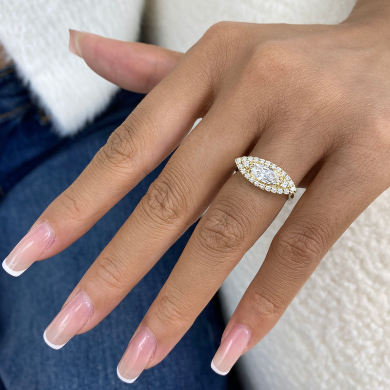 Diamond Halo Ring 1 ct Yellow Gold