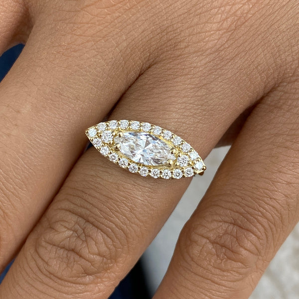 Diamond Halo Ring 1 ct Yellow Gold