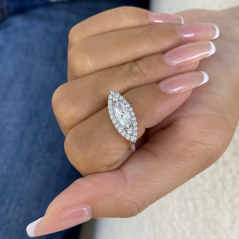 Diamond Halo Ring 1 ct White Gold