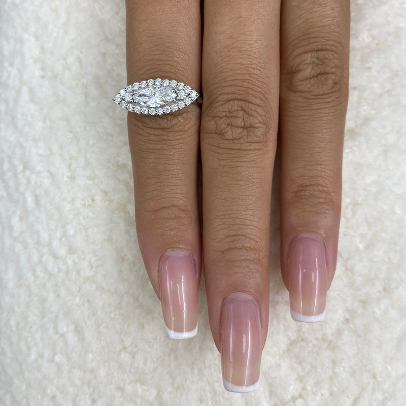 Diamond Halo Ring 1 ct White Gold