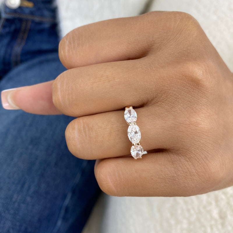 Diamond 3 Stone Ring 1.6 ct Rose Gold