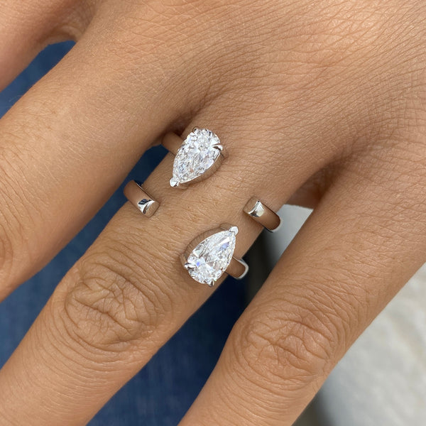 Diamond Two Stone Ring 1.7 ct White Gold