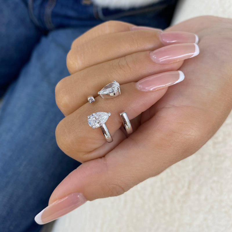 Diamond Two Stone Ring 1.7 ct White Gold