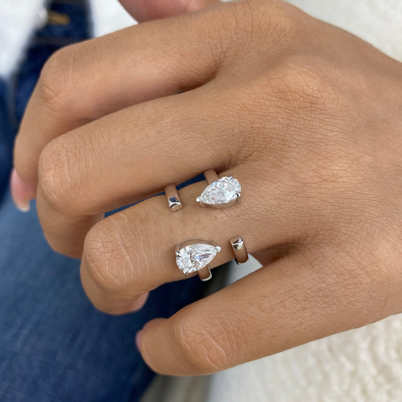 Diamond Two Stone Ring 1.7 ct White Gold