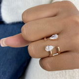 Diamond Two Stone Ring 1.5 ct Rose Gold