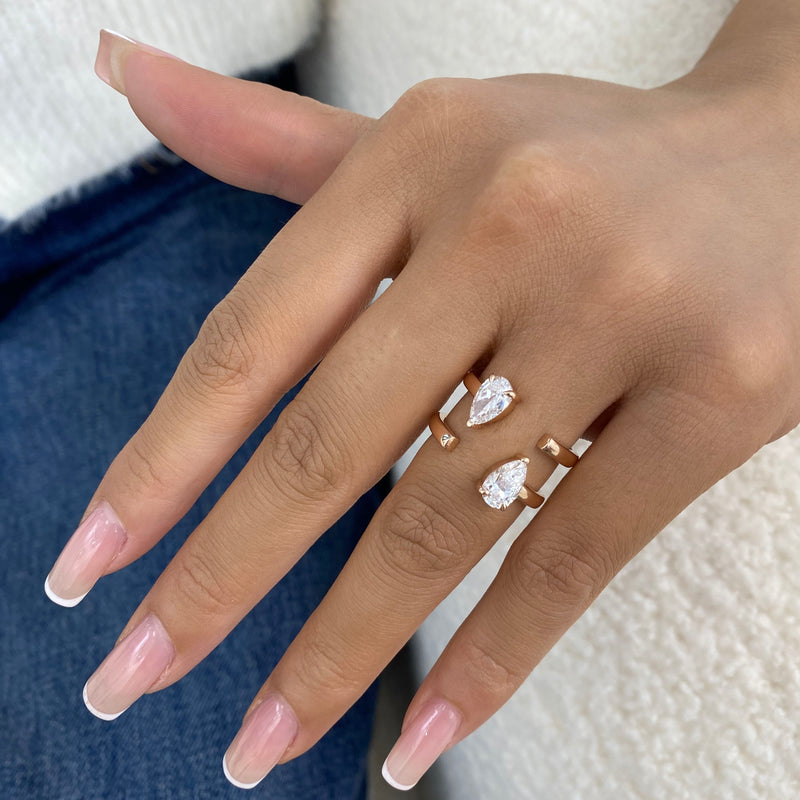 Diamond Two Stone Ring 1.5 ct Rose Gold