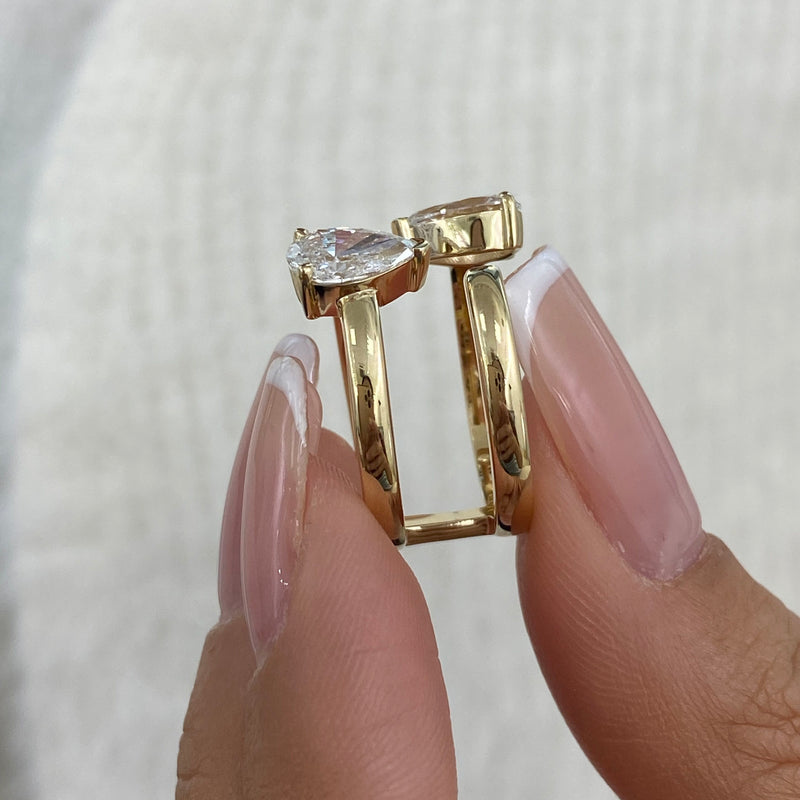 Diamond Two Stone Ring 1.5 ct Yellow Gold