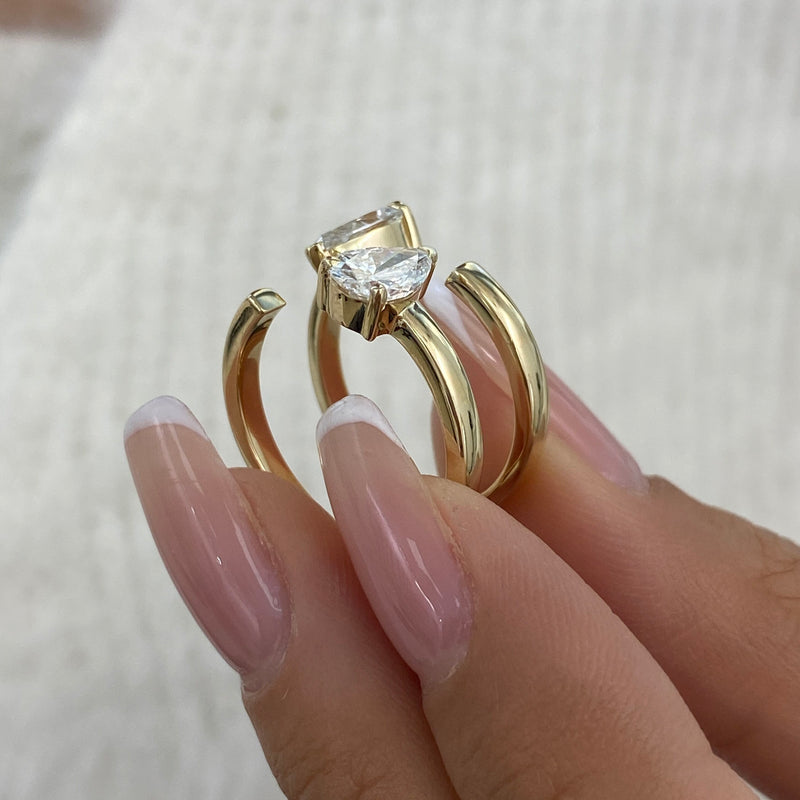 Diamond Two Stone Ring 1.5 ct Yellow Gold