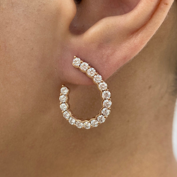 Diamond Open Hoop Earrings 2.4 ct Rose Gold