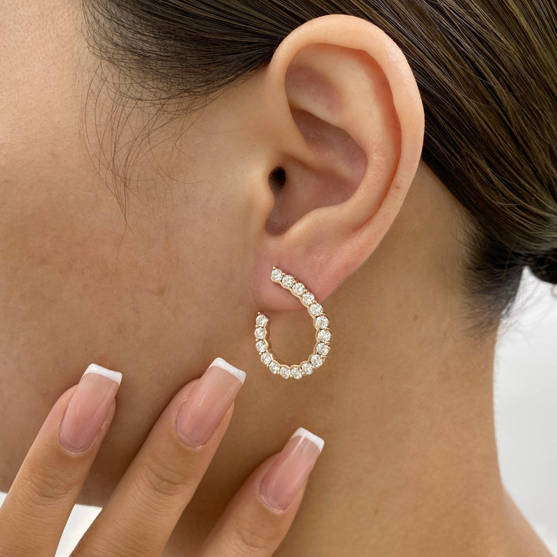 Diamond Open Hoop Earrings 2.4 ct Rose Gold