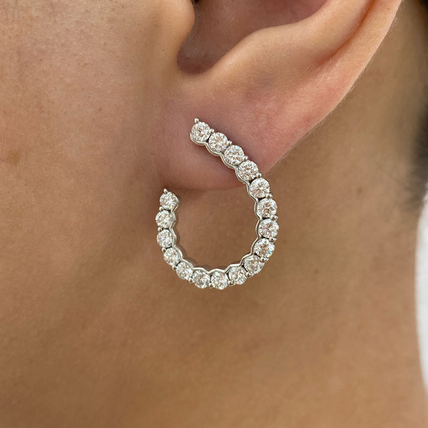 Diamond Open Hoop Earrings 2.4 ct White Gold