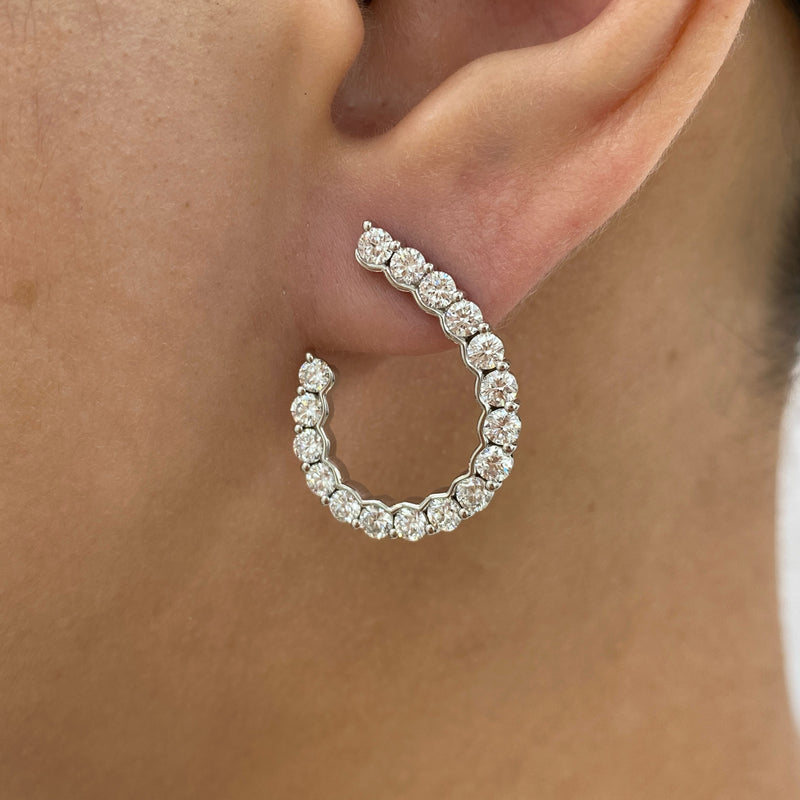 Diamond Open Hoop Earrings 2.4 ct White Gold