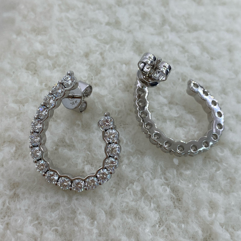 Diamond Open Hoop Earrings 2.4 ct White Gold