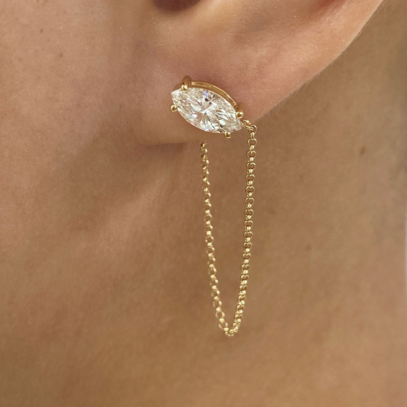 Diamond Chain Earrings 1.3 ct Yellow Gold