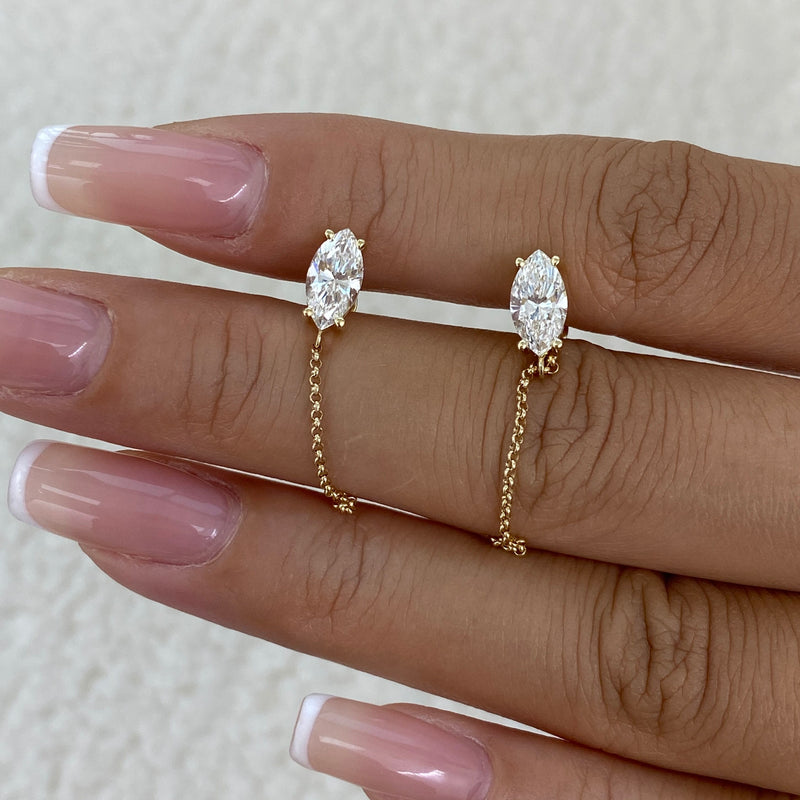 Diamond Chain Earrings 1.3 ct Yellow Gold