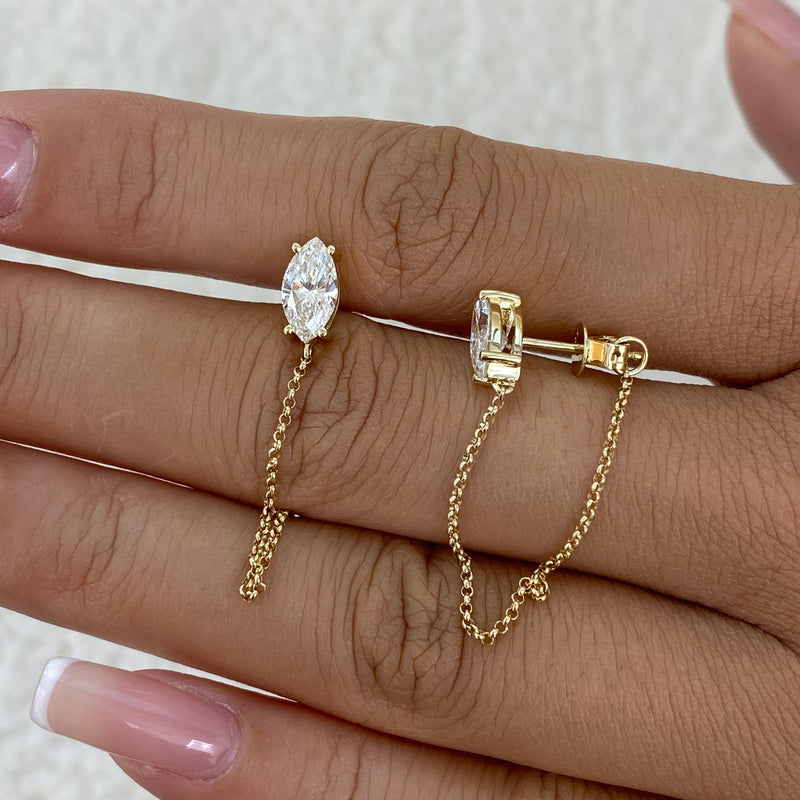 Diamond Chain Earrings 1.3 ct Yellow Gold