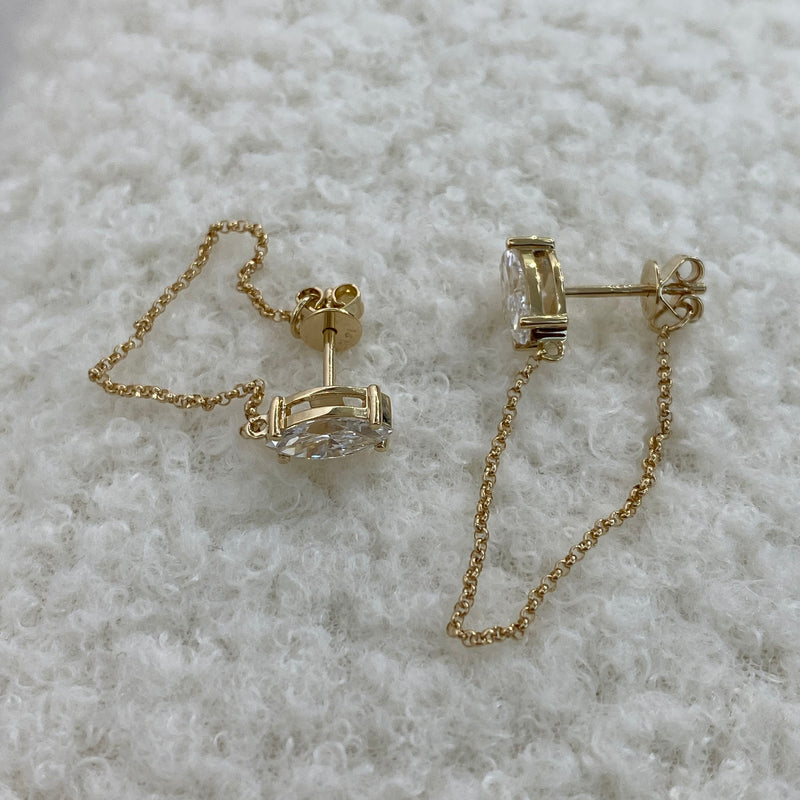 Diamond Chain Earrings 1.3 ct Yellow Gold