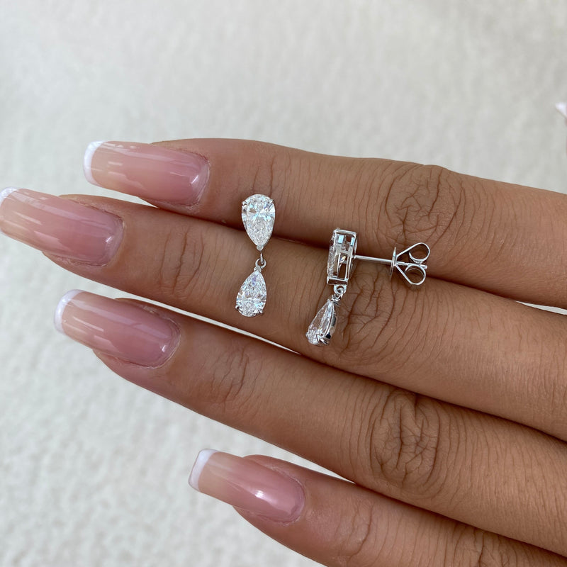 Diamond Drop Earrings 2.3 ct White Gold