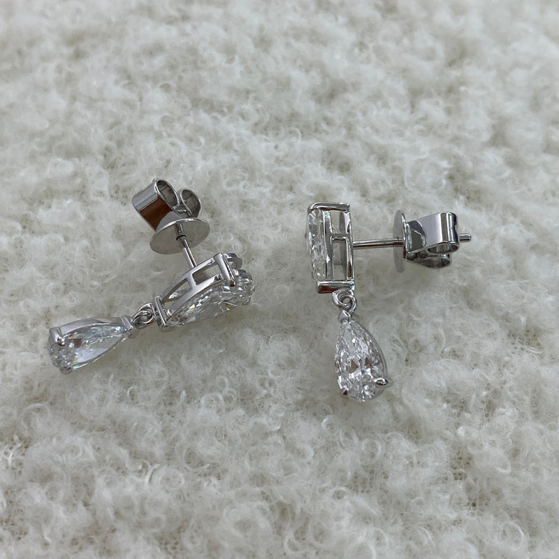 Diamond Drop Earrings 2.3 ct White Gold
