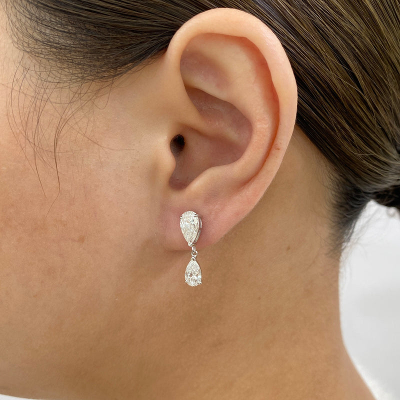 Diamond Drop Earrings 2.3 ct White Gold