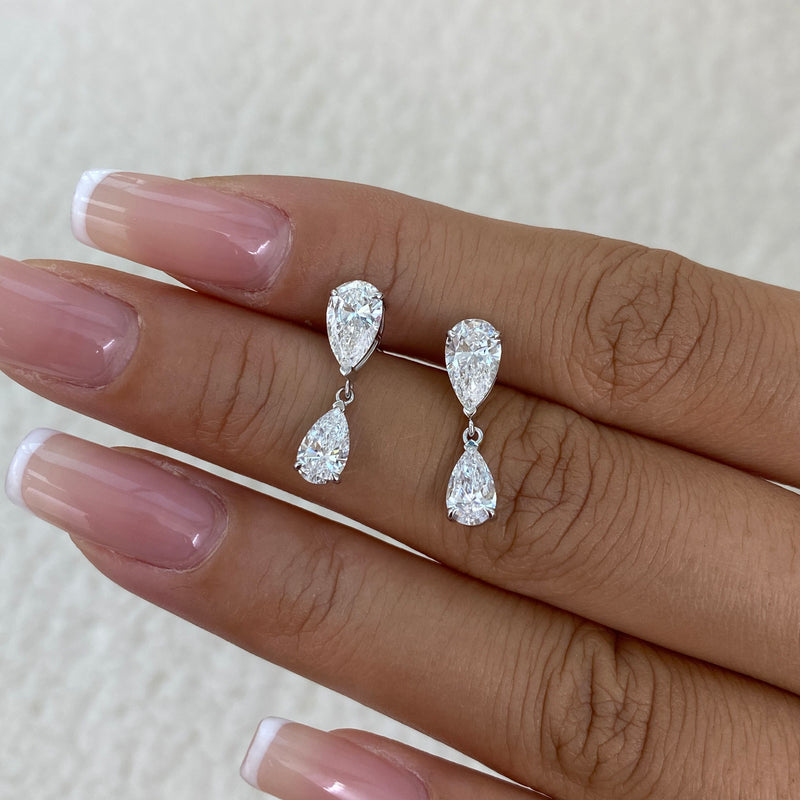 Diamond Drop Earrings 2.3 ct White Gold