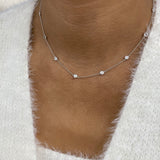 Diamond Stationed Necklace 1.3 ct White Gold