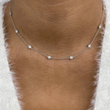 Diamond Stationed Necklace 1.3 ct White Gold