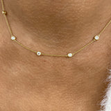 Diamond Stationed Necklace 1.3 ct Yellow Gold
