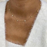 Diamond Stationed Necklace 1.3 ct Yellow Gold