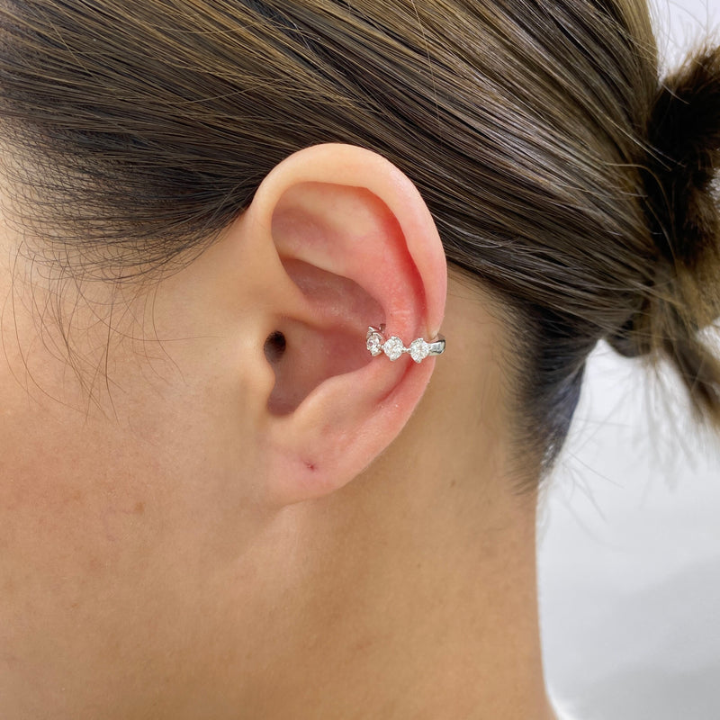 Diamond Cuff Earrings 1.03 ct White Gold