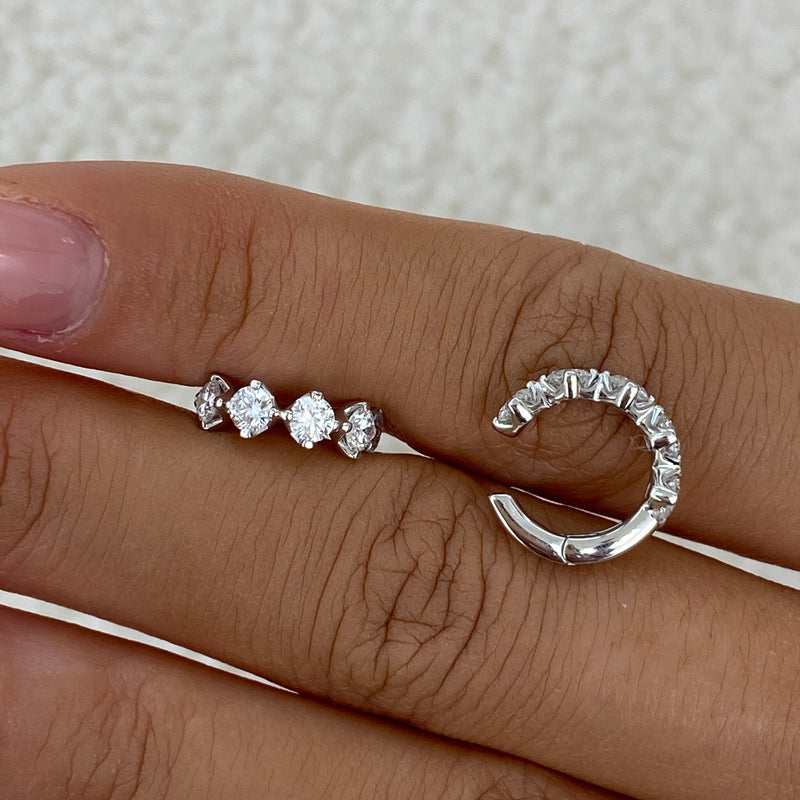 Diamond Cuff Earrings 1.03 ct White Gold